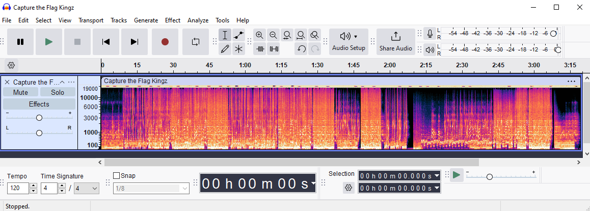 Default spectrogram view showing no visible data