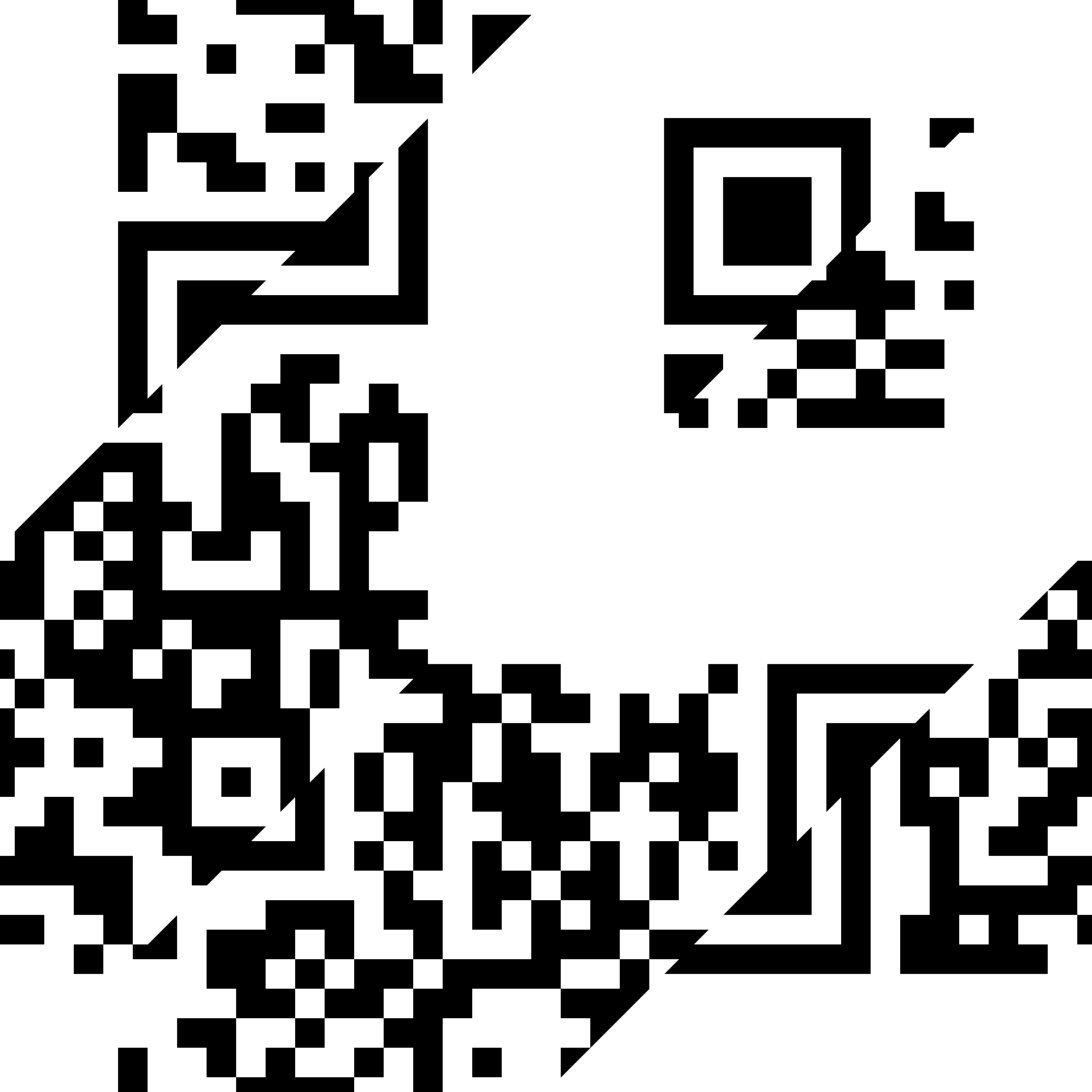 Scrambled QR code split into triangles for reconstruction