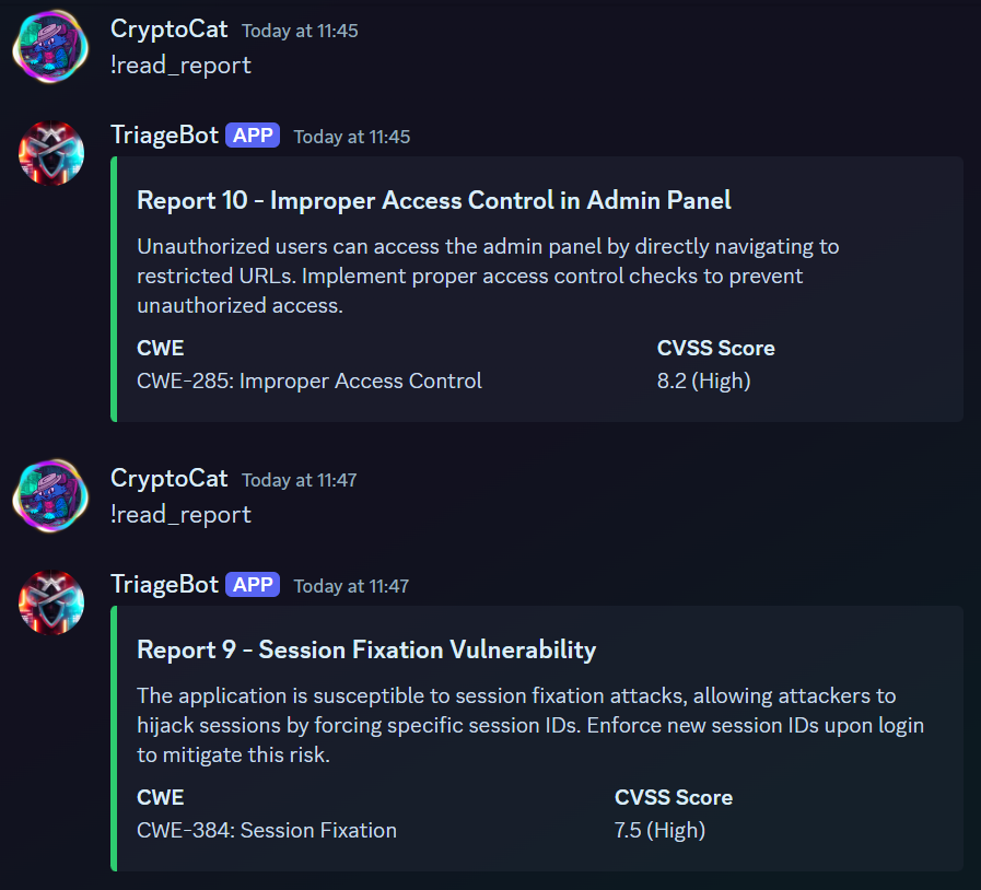 Successful use of read_report command after assigning role