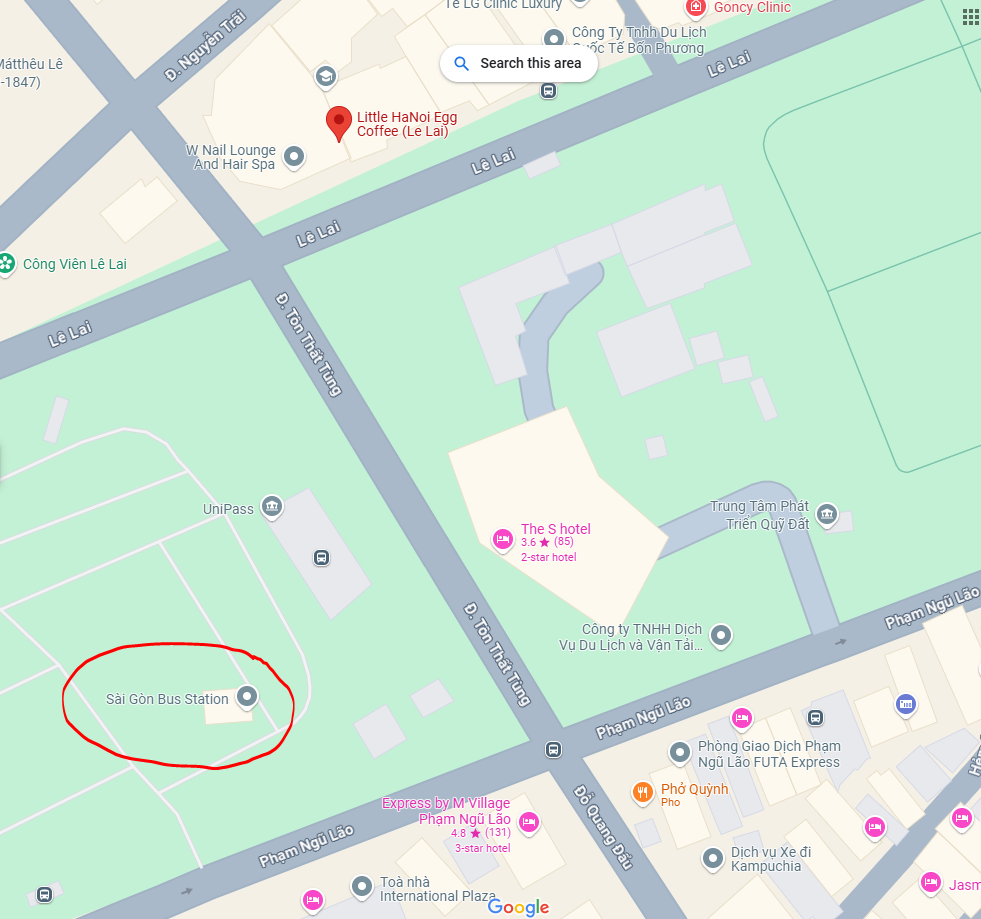 View highlighting buses visible from the location