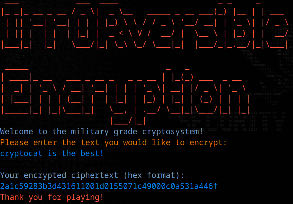 web interface showing user input and resulting XOR-encrypted output