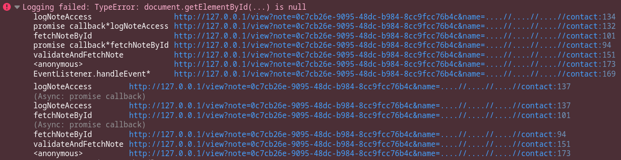 Console error caused by missing debug-content element during log response rendering