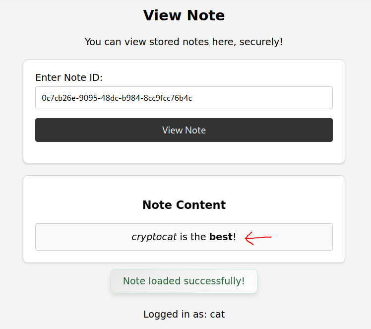 Note content rendering basic HTML tags after DOMPurify sanitisation