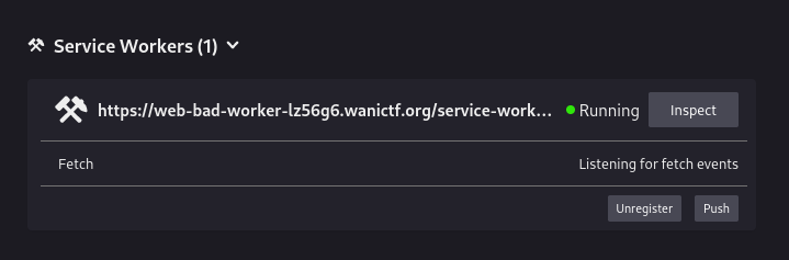 Firefox about:debugging page showing service worker