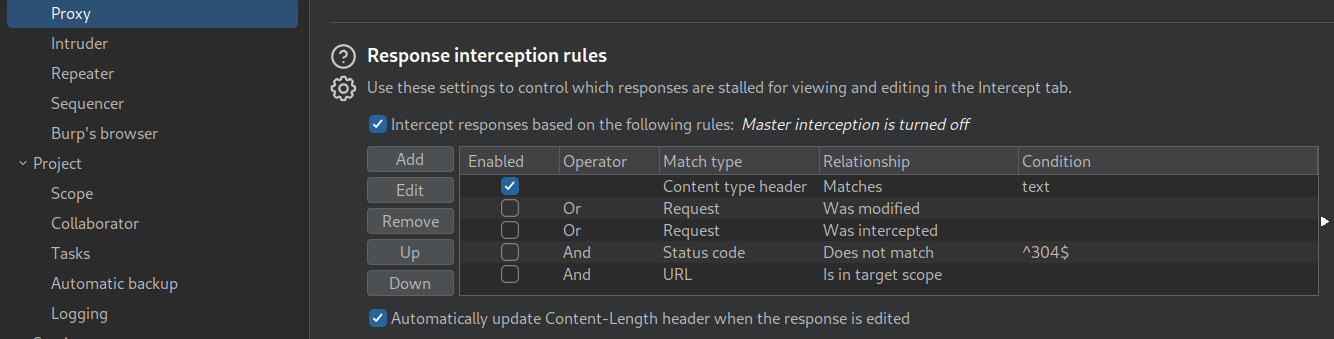 Burp Suite intercepting and modifying JavaScript response