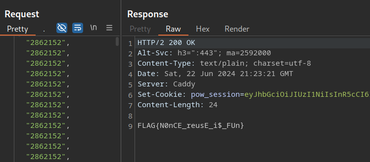 Flag displayed after reaching required PoW score