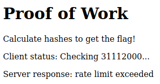 Server rate limit triggered during PoW submission