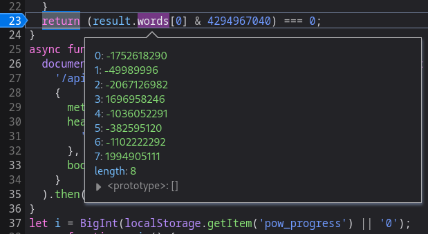 CryptoJS SHA256 output words and masking condition