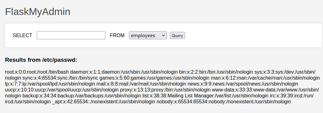 Successful arbitrary file read of /etc/passwd via container parameter
