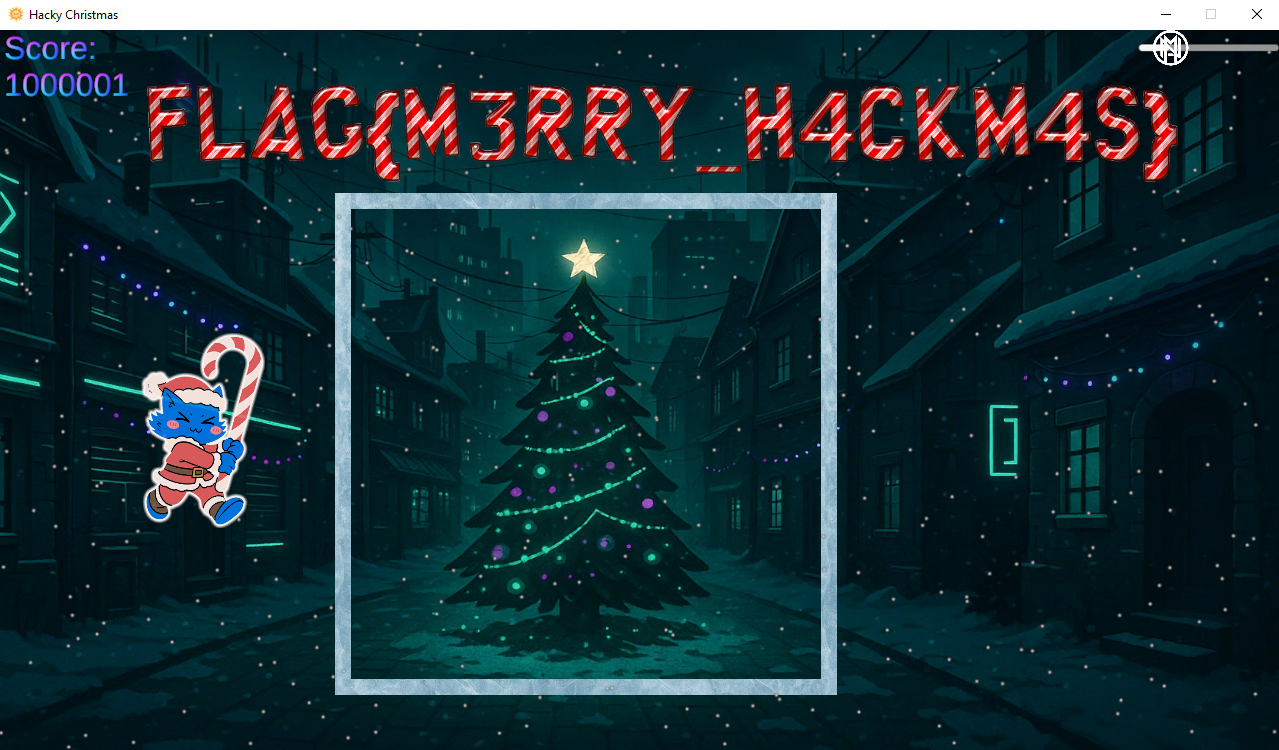 Game screen showing flag after setting score to one million