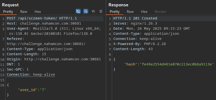 Corrected API request with trailing slash that returns a valid token hash