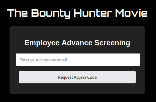 Homepage form where an email address is submitted to request an access code