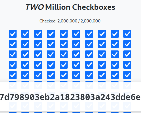 Page refreshed after all checkboxes checked, revealing the flag