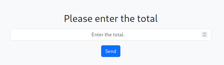 End-of-game screen prompting for the total sum after completing all rounds, with an input field to submit the answer