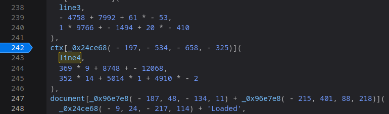 Debugger breakpoint set on suspicious JavaScript line