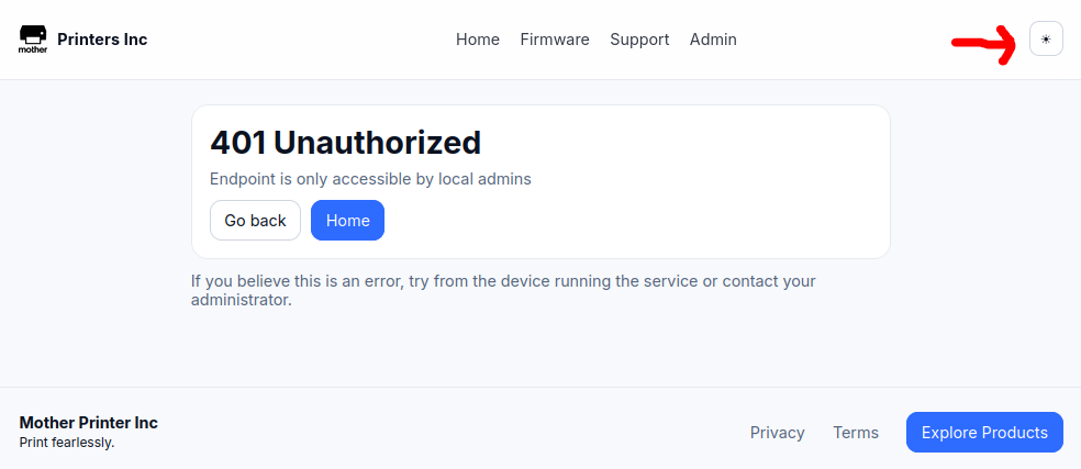 Admin endpoint is inaccessible