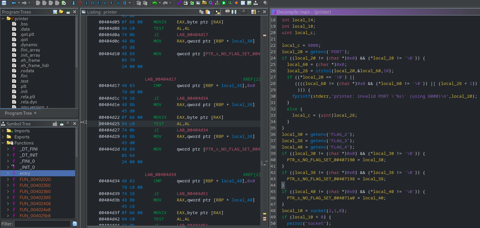Ghidra entry/main view