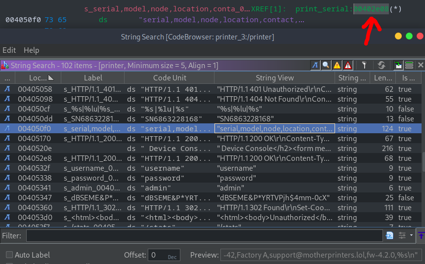 String search results