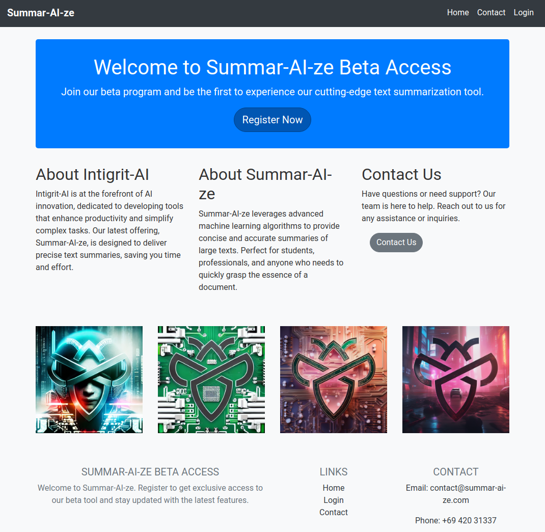 SummarAIze landing page