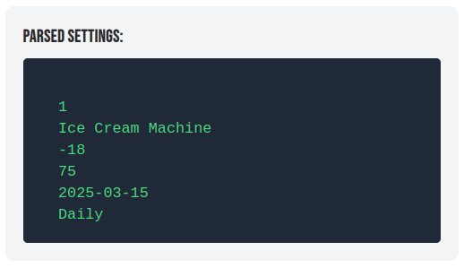 Parsed XML config output
