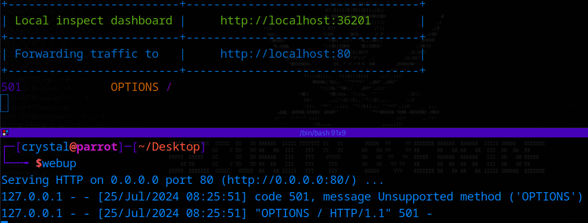 Attacker server receiving OPTIONS preflight 501 error