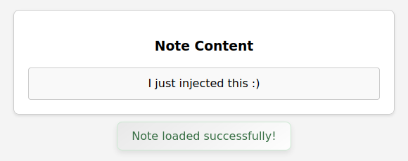 Injected JSON content rendered in the page
