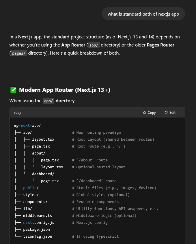 ChatGPT suggesting common Next.js file paths