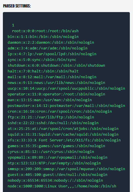 XXE reading /etc/passwd output