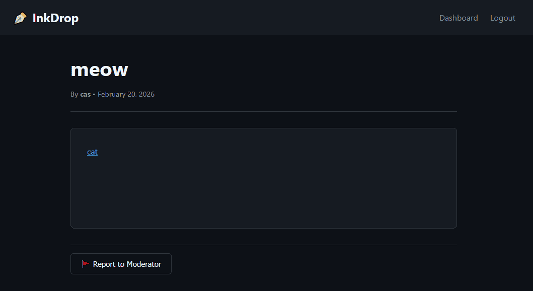 Viewing a post with rendered markdown