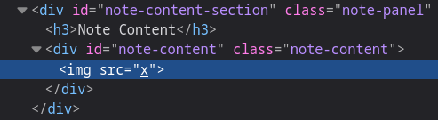 Sanitised HTML showing onerror stripped by DOMPurify