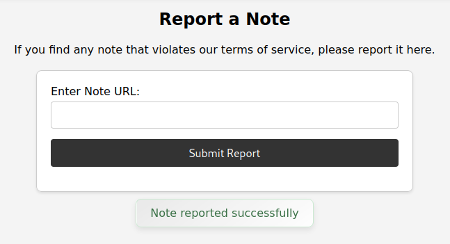 Report note success message