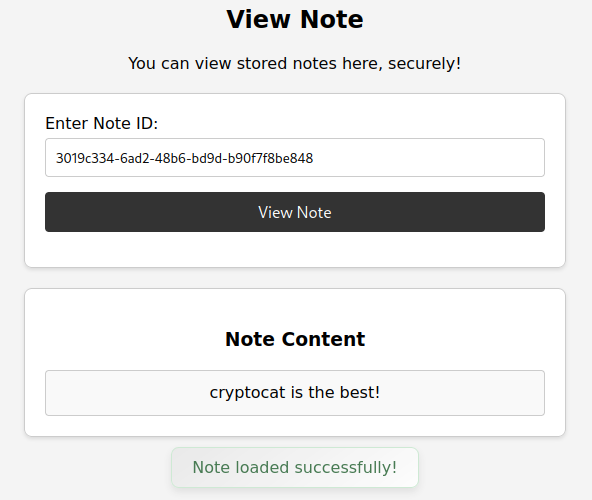 View note page showing stored note content