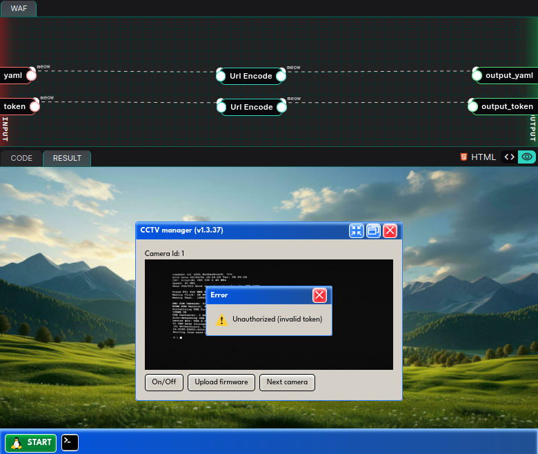 Error message shown when submitting an invalid firmware token