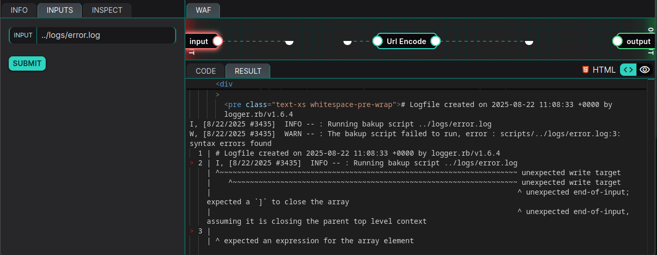 Attempt to load logs/error.log as a Ruby script