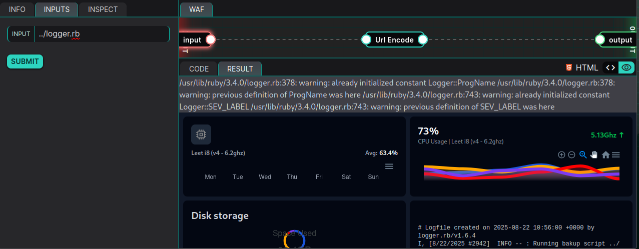 Re-running logger.rb triggers an error trace in logs