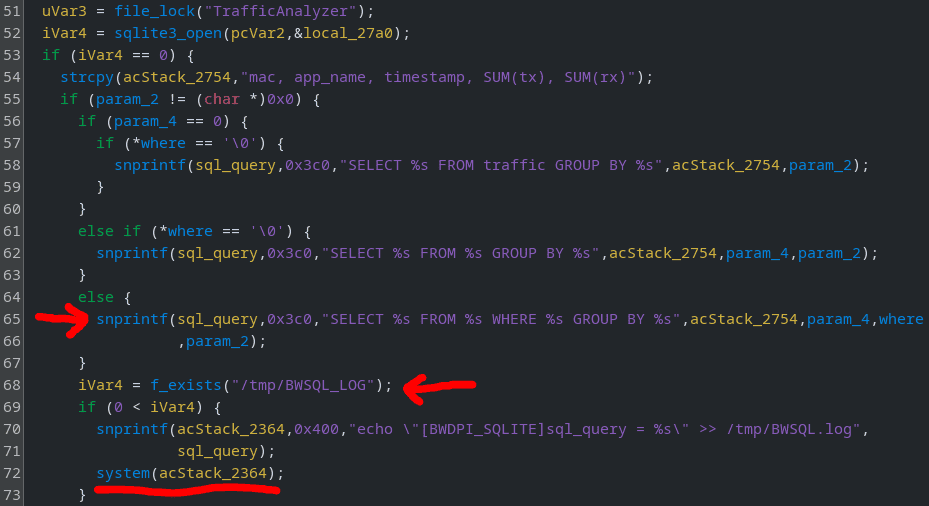 BWSQL_LOG branch writing SQL into a system echo command